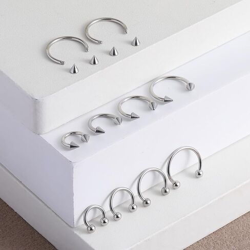 16 Gauge Septum Ring Horseshoe Septum Ring 16G Nose Rings 6-12mm Lip Earring Eyebrow Hoop Rings Silver in Saudi Arabia