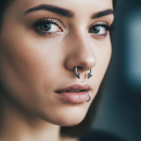 16 Gauge Septum Ring Horseshoe Septum Ring 16G Nose Rings 6-12mm Lip Earring Eyebrow Hoop Rings Silver in Saudi Arabia