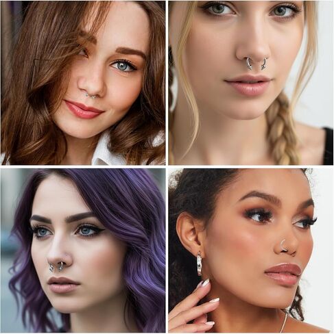 16 Gauge Septum Ring Horseshoe Septum Ring 16G Nose Rings 6-12mm Lip Earring Eyebrow Hoop Rings Silver in Saudi Arabia