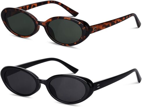 Nydotd Retro Oval Sunglasses for Women Y2k Trendy Sunglasses 90s Fashion Sun Glasses Small Oval Sunnies UV Protection Shades in Kuwait