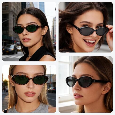 Nydotd Retro Oval Sunglasses for Women Y2k Trendy Sunglasses 90s Fashion Sun Glasses Small Oval Sunnies UV Protection Shades in Kuwait