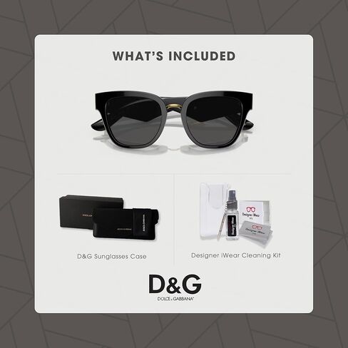 Dolce&Gabbana DG4437 501/87 51MM Black/Dark Grey Square Sunglasses for Women +Bundle with Accessory Eyewear Kit in Kuwait
