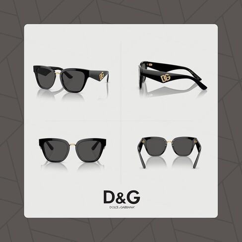 Dolce&Gabbana DG4437 501/87 51MM Black/Dark Grey Square Sunglasses for Women +Bundle with Accessory Eyewear Kit in Kuwait