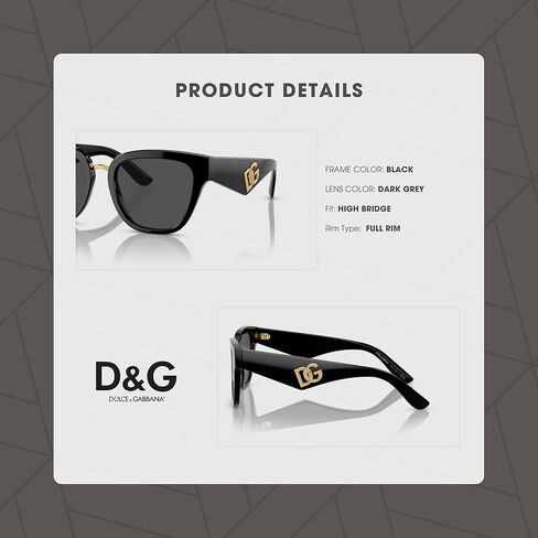 Dolce&Gabbana DG4437 501/87 51MM Black/Dark Grey Square Sunglasses for Women +Bundle with Accessory Eyewear Kit in Kuwait