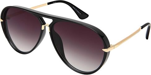 EDGEIWEAR Designer Inspired Fashion Aviator Sunglasses for Men Women Flat Gradient Lens UV Protection 53114-FLAP-1(BLK.ap) in Kuwait