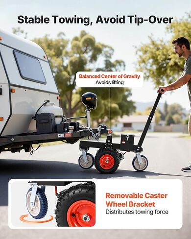VEVOR Electric Trailer Dolly, 5000lbs Towing Capacity, 350W 12V Trailer Jockey Wheel with 22 ft/min Moving Speed, 12''-24.8'' Adjustable Clamp Height & 8'' Rubber Tire, for Moving Trailer Caravan Boat in Saudi Arabia