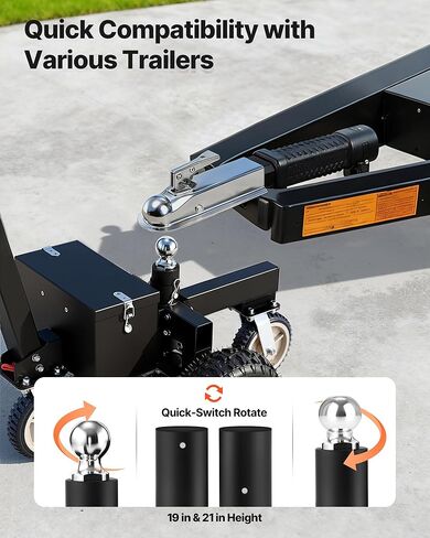 VEVOR Electric Trailer Dolly, 5000lbs Towing Capacity, 350W 12V Trailer Jockey Wheel with 22 ft/min Moving Speed, 12''-24.8'' Adjustable Clamp Height & 8'' Rubber Tire, for Moving Trailer Caravan Boat in Saudi Arabia