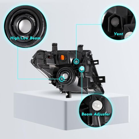 Headlight Assembly Replacement for 2005-2008 Nissan Frontier & 2005-2007 Pathfinder, Halogen Headlamp with Black Housing - Driver and Passenger Side Pair in Saudi Arabia