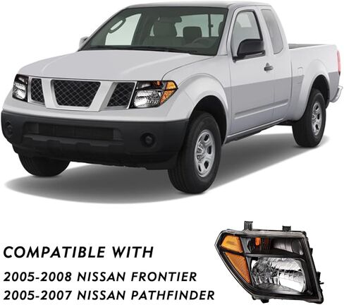 Headlight Assembly Replacement for 2005-2008 Nissan Frontier & 2005-2007 Pathfinder, Halogen Headlamp with Black Housing - Driver and Passenger Side Pair in Saudi Arabia