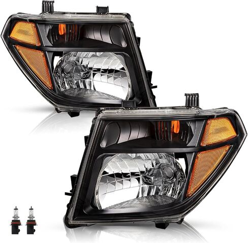 Headlight Assembly Replacement for 2005-2008 Nissan Frontier & 2005-2007 Pathfinder, Halogen Headlamp with Black Housing - Driver and Passenger Side Pair in Saudi Arabia