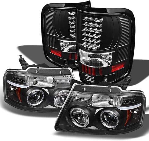 AKKON - لسيارة Ford F150 Pickup بإطار أسود مزدوج LED G2 للمصابيح الأمامية لجهاز العرض + مجموعة مصابيح خلفية in Saudi Arabia