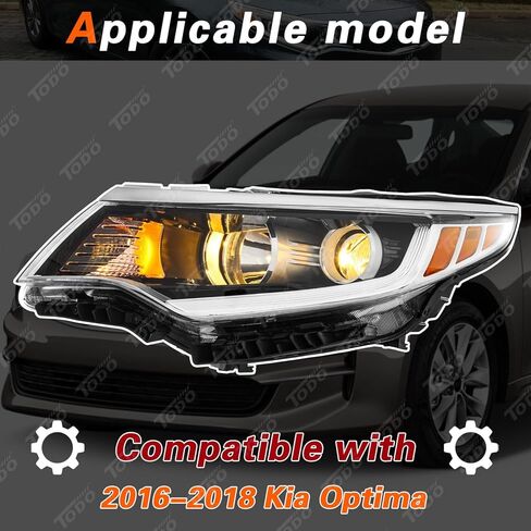 TODO Headlight without LED RDL Assembly Compatible with 2016 2017 2018 Kia Optima Left Driver Side Headlamp for 2016 2017 2018 Optima 92101-D5000 92101D5000 KI2502196 in Saudi Arabia