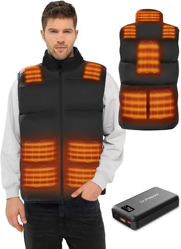 DR.PREPARE Heated Vest with Battery Pack, Unisex Electric Heated Jacket for Men Women, 3 Heat Levels, 10 Heating Zones with 16000mAh Power Bank, L in Kuwait