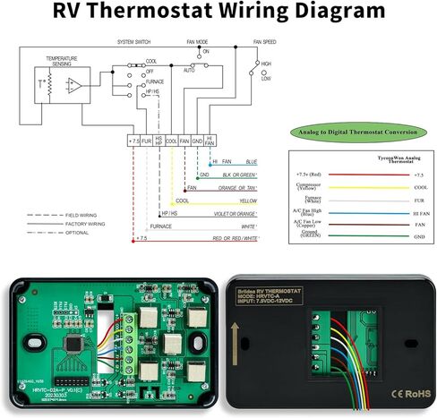 RV Thermostat, Briidea Cool/Heat RV LCD Screen Digital Thermostat, Compatible with Dometic 3106995.032, Not Applicable for Coleman or Dometic 3-Wire Systems, 12V DC in Saudi Arabia