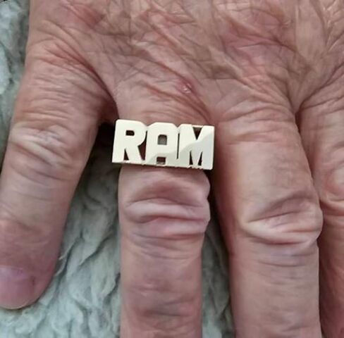 Silver N Style Lee 082Z Personalized Gold 10mm Large Size Three Initials Block Letter Name Ring in Saudi Arabia