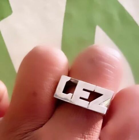 Silver N Style Lee 082Z Personalized Gold 10mm Large Size Three Initials Block Letter Name Ring in Saudi Arabia