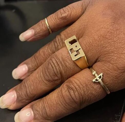Silver N Style Lee 082Z Personalized Gold 10mm Large Size Three Initials Block Letter Name Ring in Saudi Arabia