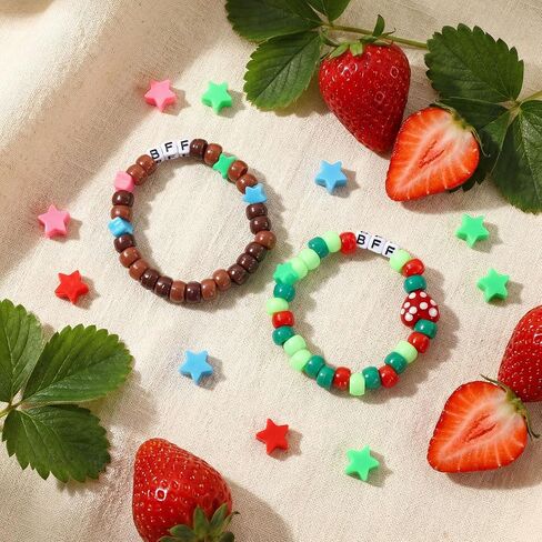 Sureio 2 Pcs Friendship Beads Bracelets BFF Strawberries & SwissRoll Style Stretchy Couple Bracelets for Game Birthday Party Favor Game Fans Gifts Merch for Best Friend Women in Saudi Arabia