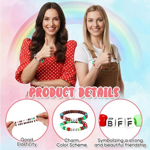 Sureio 2 Pcs Friendship Beads Bracelets BFF Strawberries & SwissRoll Style Stretchy Couple Bracelets for Game Birthday Party Favor Game Fans Gifts Merch for Best Friend Women in Saudi Arabia