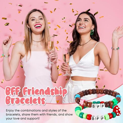 Sureio 2 Pcs Friendship Beads Bracelets BFF Strawberries & SwissRoll Style Stretchy Couple Bracelets for Game Birthday Party Favor Game Fans Gifts Merch for Best Friend Women in Saudi Arabia