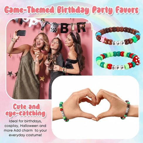 Sureio 2 Pcs Friendship Beads Bracelets BFF Strawberries & SwissRoll Style Stretchy Couple Bracelets for Game Birthday Party Favor Game Fans Gifts Merch for Best Friend Women in Saudi Arabia