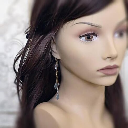 Handmade Boho Branch Earrings with Aqua and Teal Artisan Czech Glass Leaf Beads and Antiqued Brass in Kuwait