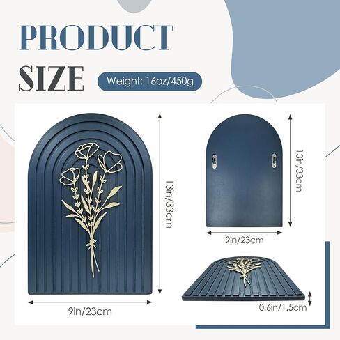 Teeloray Boho Wall Decor Wooden Arch Floral Mid Century Modern Shelf Decor Aesthetic Bohemian Art Wall Hanging Decor with 3D Hollow Craft Minimalist Wall Art for Bookshelf Living Room Bedroom in Kuwait