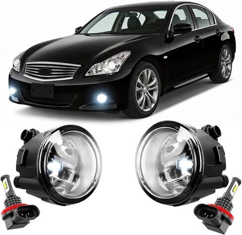 Fog Light for Infiniti G37 2010-2013 Fog Light Assembly, Left+Right Pair, 12V 55W LED Fog Bulb, Plug and Play, 6000k Coolwhite, Pack of 2 in Saudi Arabia