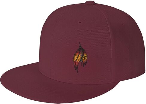 Native American Feather Flat Brim Cap Unisex Flat Bill Baseball Cap Black in Saudi Arabia