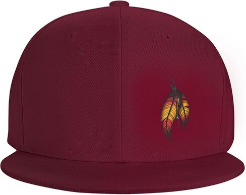 Native American Feather Flat Brim Cap Unisex Flat Bill Baseball Cap Black in Saudi Arabia