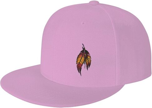 Native American Feather Flat Brim Cap Unisex Flat Bill Baseball Cap Black in Saudi Arabia
