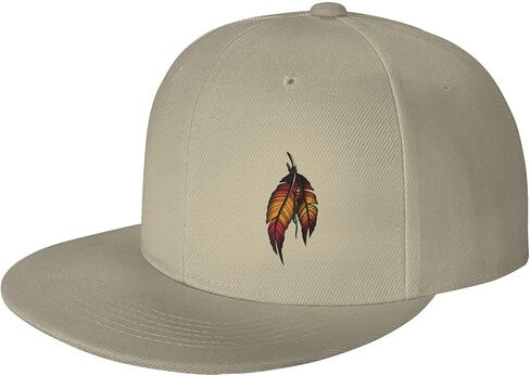 Native American Feather Flat Brim Cap Unisex Flat Bill Baseball Cap Black in Saudi Arabia