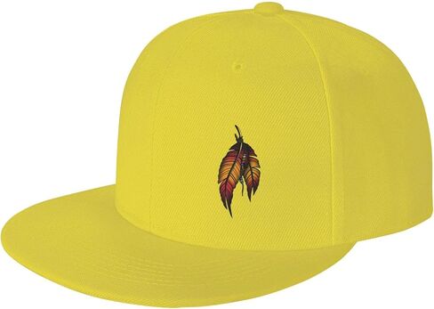 Native American Feather Flat Brim Cap Unisex Flat Bill Baseball Cap Black in Saudi Arabia