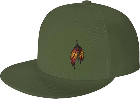 Native American Feather Flat Brim Cap Unisex Flat Bill Baseball Cap Black in Saudi Arabia