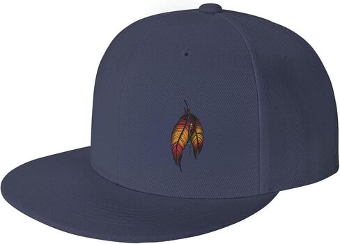 Native American Feather Flat Brim Cap Unisex Flat Bill Baseball Cap Black in Saudi Arabia