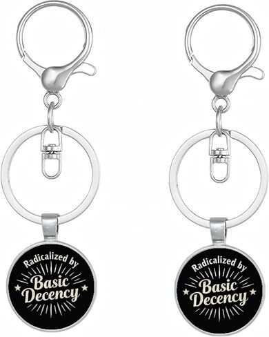 2 سلسلة مفاتيح ملهمة، قلادة اقتباس "متطرفة من خلال الحشمة الأساسية"، حلقة مفاتيح من سبائك الزنك مع مشبك جراد البحر وقبة زجاجية كريستالية، هدية سلسلة مفاتيح ذات موقف بسيط in Kuwait