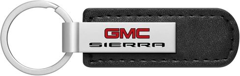 iPick Image for GMC Sierra PU Leather Strap Silver Metal Bar Key Chain - Official Licensed in Saudi Arabia