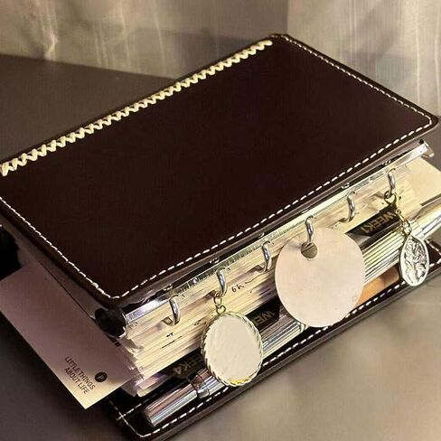 دفتر ملاحظات جلدي، دفتر ملاحظات بحلقة A7 مع ورق 80 صفحة، مجلدات مخطط شخصي، دفاتر مذكرات قابلة لإعادة الملء للرجال والنساء، مجلد تنفيذي لمكتبة المكتب والسفر المنزلي (بني) in Kuwait