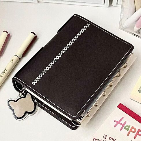 دفتر ملاحظات جلدي، دفتر ملاحظات بحلقة A7 مع ورق 80 صفحة، مجلدات مخطط شخصي، دفاتر مذكرات قابلة لإعادة الملء للرجال والنساء، مجلد تنفيذي لمكتبة المكتب والسفر المنزلي (بني) in Kuwait