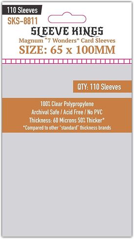 Sleeve Kings Magnum 7 Wonders Card Sleeves (65x100mm) - 110 Pack, 60 Microns in Kuwait