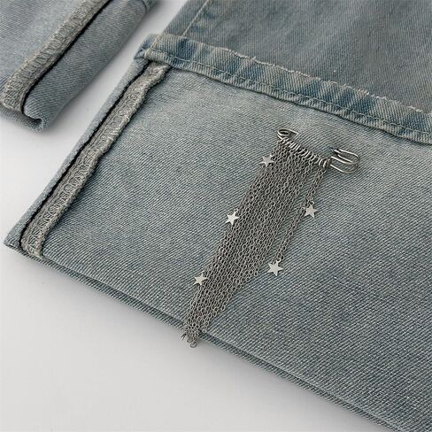 Silver Brooch Pins with Metal Chain Star Pendant Tassel Brooches for Women Fashion Decorative Pins for Clothes Small Brooch Pin Womens Brooches for Scarf Shrit Jean Pants Clothing Accessories in Kuwait