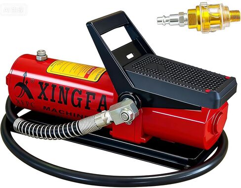 Air Hydraulic Pump 10,000 PSI, 1.7L Reservoir, NPT 3/8" Oil Outlet, NPT 1/4" Inlet, Hydraulic Pump Air Hydraulic Foot Pump, with Air Line Lubricator, Red-US in Kuwait