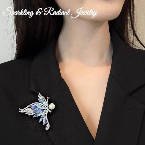 دبابيس فراشة كريستال من YeapYeap للنساء - دبوس وشاح من حجر الراين اللؤلؤي للسيدات باقة الزفاف لأعياد الميلاد والكريسماس والذكرى السنوية in Kuwait