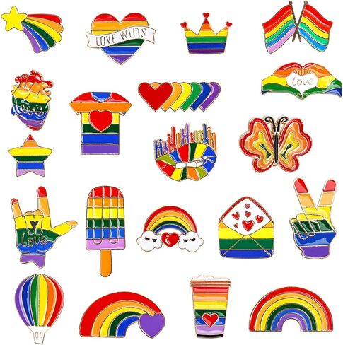 20 PCS Pride Pins,Rainbow Pins Bulk,Gay Pride Month Accessories,LGBTQ Lapel Enamel Heart Flag Brooch Pin Badge for Clothes Bags Backpack Hat Jacket Decor Rainbow Pin for LGBTQ Gifts in Saudi Arabia