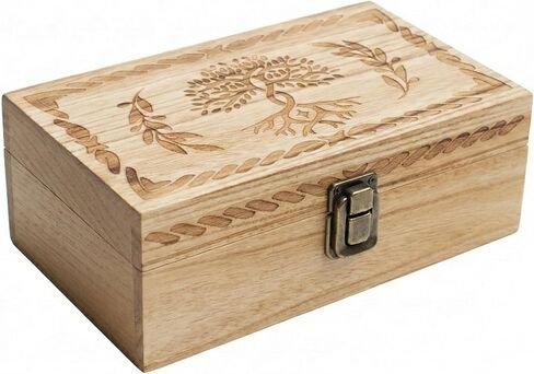 Tree of Life Keepsake Box, Wooden Decorative Trinket Box Celestial Decor for Women, Witchy Gifts Home Decor Jewelry Storage Boxes with Hinged Lid in Kuwait