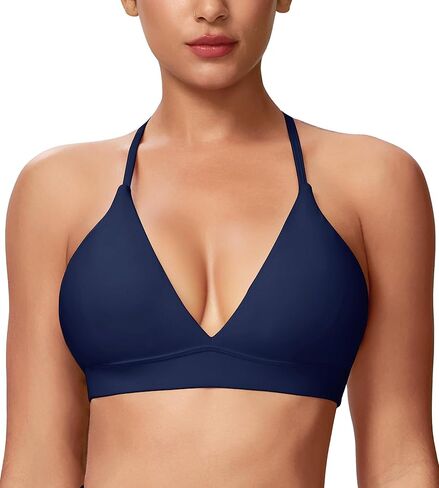 SPVISE Women's Triangle Bralette Sports Bra Adjustable Straps Wireless Cami Plunge T-Shirt Criss Cross Padded Low Support Bra in Kuwait