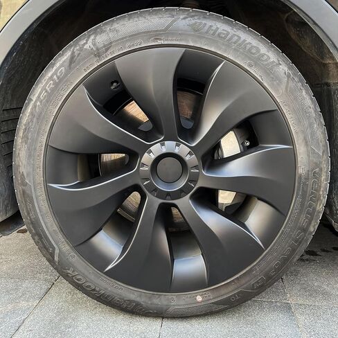 غطاء العجلة KAVANIC لطراز Tesla Y 19 بوصة ABS مادة سوداء Hubcaps 4 قطع غطاء عجلة الجوزاء يناسب الطراز Y 2020-2024 غطاء العجلة استبدال واقي حافة النمط التعريفي in Kuwait