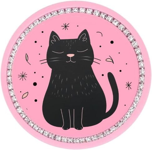 2 Pack Cute Cat Car Coasters for Women, 2.75" Absorbent Silicone Cup Holder Inserts – Pastel Pink Coffee & Books Design with Enjoy The Ride Quote, Cozy Auto Interior Decor Gifts in Saudi Arabia