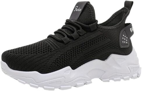 Women's Solid Color Breathable Knit Running Shoes - Lightweight Soft Sole Sneakers for Walking, Gym, Sports - Anti-Slip Lace-Up Low-Top Athletic Shoes in Saudi Arabia