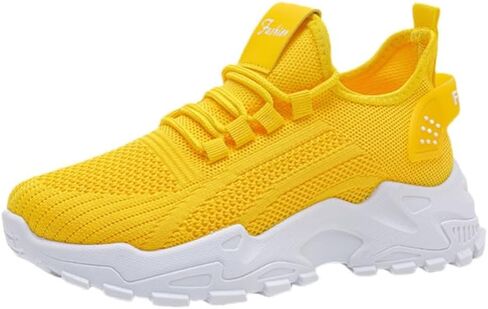 Women's Solid Color Breathable Knit Running Shoes - Lightweight Soft Sole Sneakers for Walking, Gym, Sports - Anti-Slip Lace-Up Low-Top Athletic Shoes in Saudi Arabia